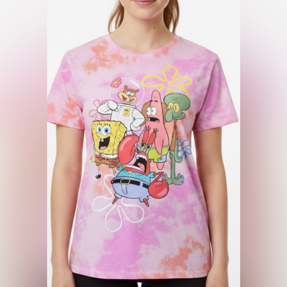 Nickelodeon Kids Pink Tie-Dye SpongeBob SquarePants T-Shirt